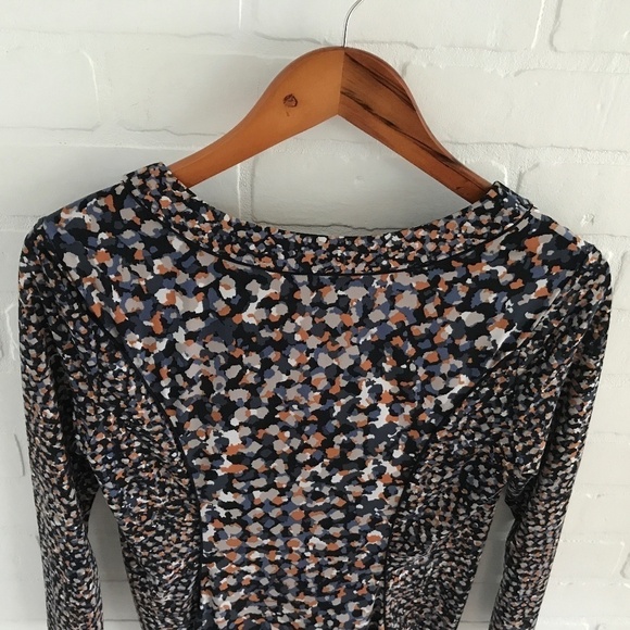 REVOLVE x BCBGMaxAzria Midi Dress Retro mod mobwife longsleeve Ruched S - Picture 3 of 10